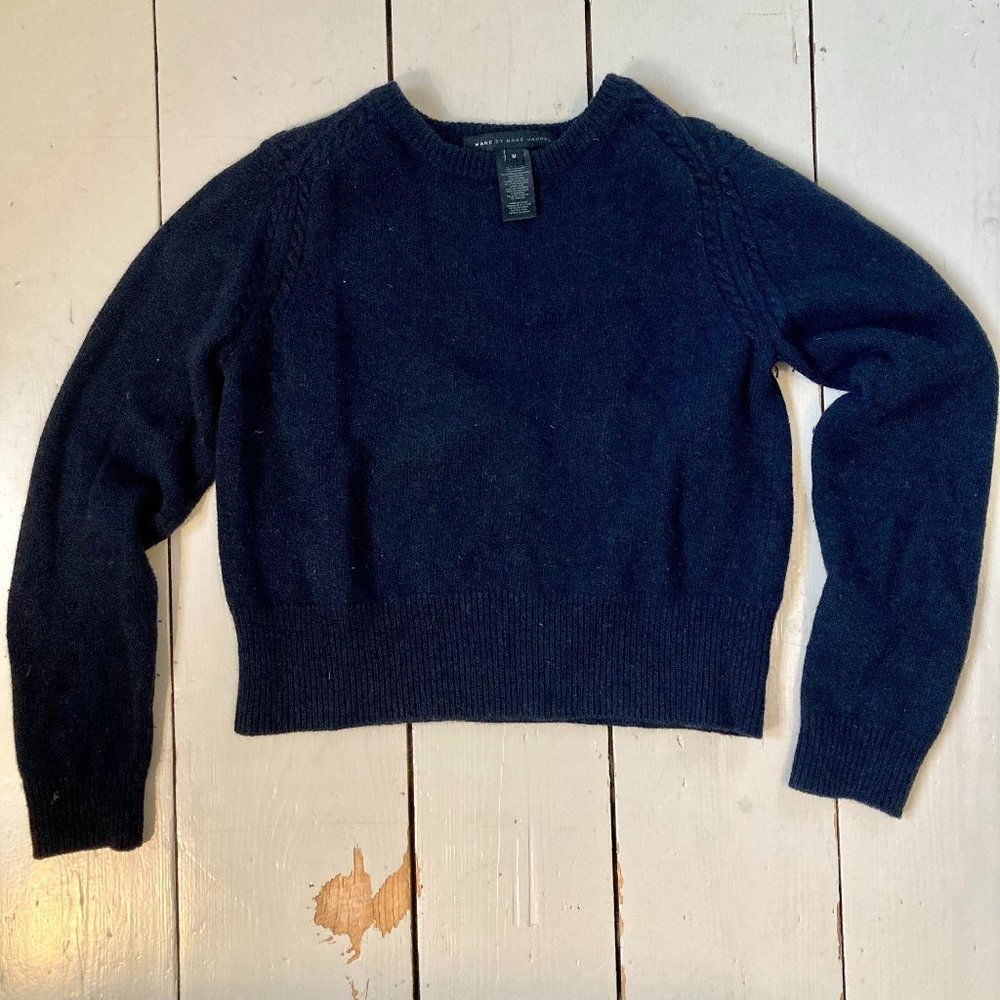 Marc by Marc Jacobs cropped black cashmere & merino wool sweater